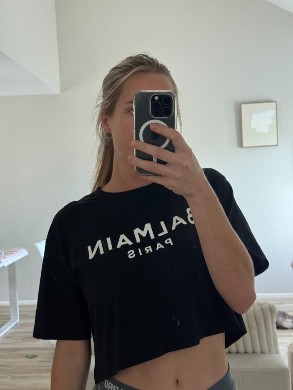 Balmain Paris Cropped Logo T-Shirt (XS)